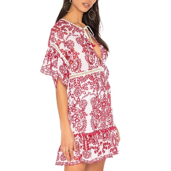 Saylor Embroidered Eyelet Red Dress size XS - Picture 2 of 9